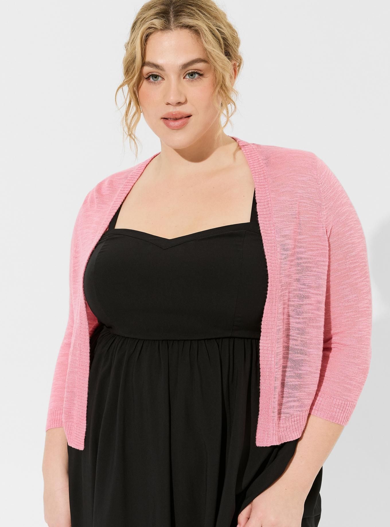 Slub Shrug 3/4 Sleeve Cropped Sweater | Torrid (US & Canada)