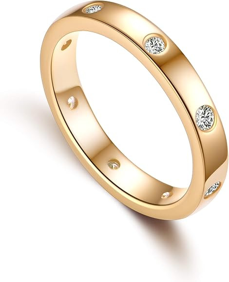Jewelry Simple Sparkling Wedding Band CZ Rings in 925 Sterling Silver, Love Ring, Ladies Classic ... | Amazon (US)