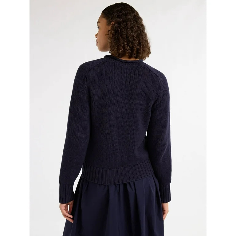 Free Assembly Women’s Cotton Saddle Shoulder Sweater with Long Sleeves, Sizes XS-3XL | Walmart (US)