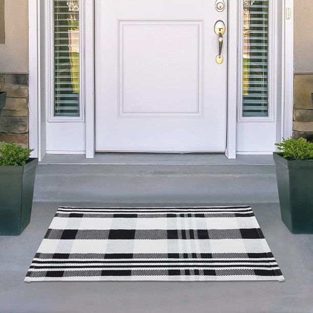 KaHouen Buffalo Check Rug, Black White Outdoor Rug (23.6"x35.4"), Black Buffalo Front Door Mat, C... | Walmart (US)