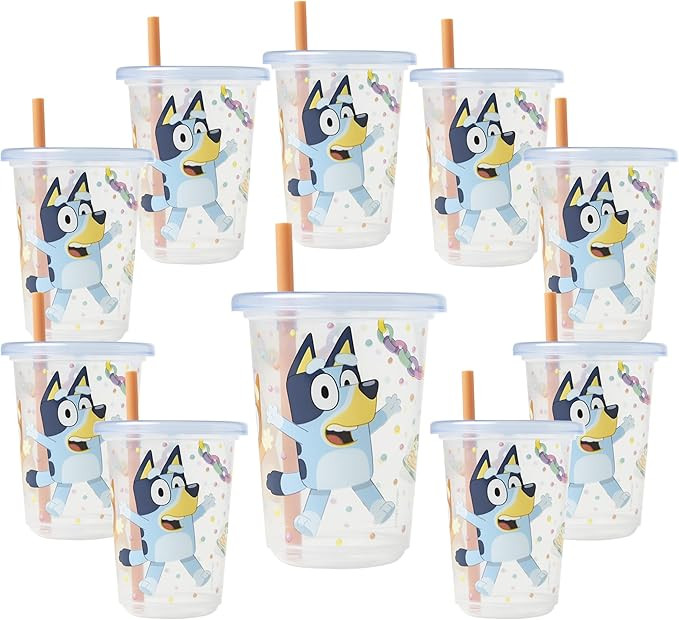 The First Years Bluey Take & Toss Toddler Straw Cups - Spill Proof Toddler Sippy Cups with Snap O... | Amazon (US)