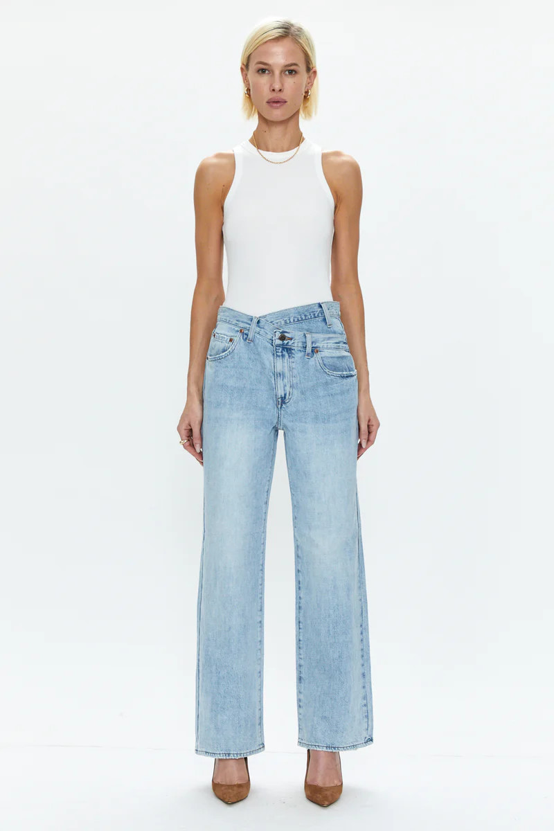 Bobbie Mid Rise Loose Straight Leg w/ Crossover - Nelson | Pistola Denim