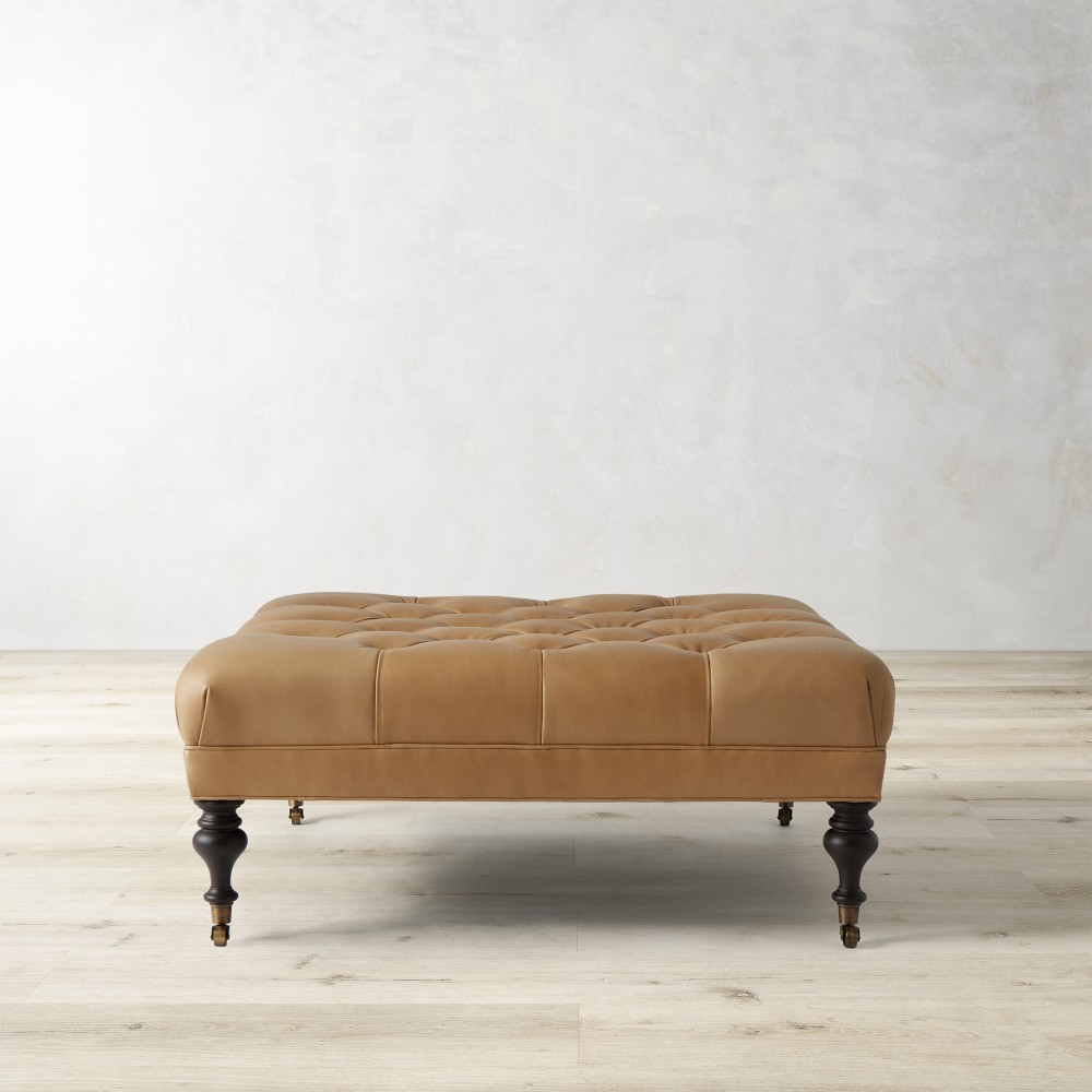 Fairfax Square Ottoman, Turned Leg with Tufted Top (26"-42") | Williams-Sonoma