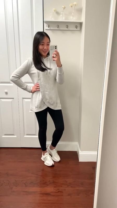 Cute find that's actually from the maternity section (no I'm not expecting). Wearing size XS in the sweatshirt which is available in more colors. The crossover detail is so cute and the longer length is perfect with leggings since it covers your rear. 

#LTKunder50 #LTKsalealert #LTKFind