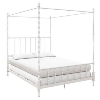 Emerson White Metal Canopy Queen Size Frame Bed | The Home Depot