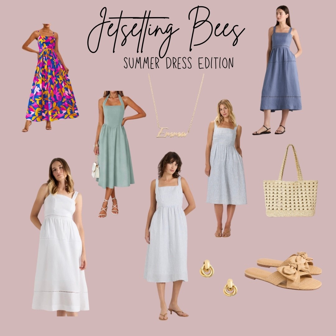 Summer dress season is officially here ☀️ Sharing an easy outfit formula you can wear for vacation, brunch, summer travel, date night, or everyday errands. I paired this lightweight summer dress with a woven tote bag, comfortable sandals, gold necklace, and simple statement earrings for an effortless chic look you can rewear all season long. Perfect for Europe trips, beach vacations, resort wear, or a casual summer capsule wardrobe.

#LTKSeasonal #LTKTravel #LTKOver40