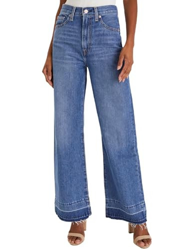 Astylish Womens High Waisted Flare Jeans Wide Leg Stretchy Baggy Straight Leg Denim Pants Light Blue | Amazon (US)