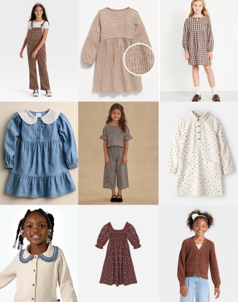 Fall family photo outfit ideas for toddlers, elementary girls and tween girls. Dresses, overalls, skirts in fun patterns like floral, plaid and sweater or corduroy 

#LTKFamily #LTKBaby #LTKKids