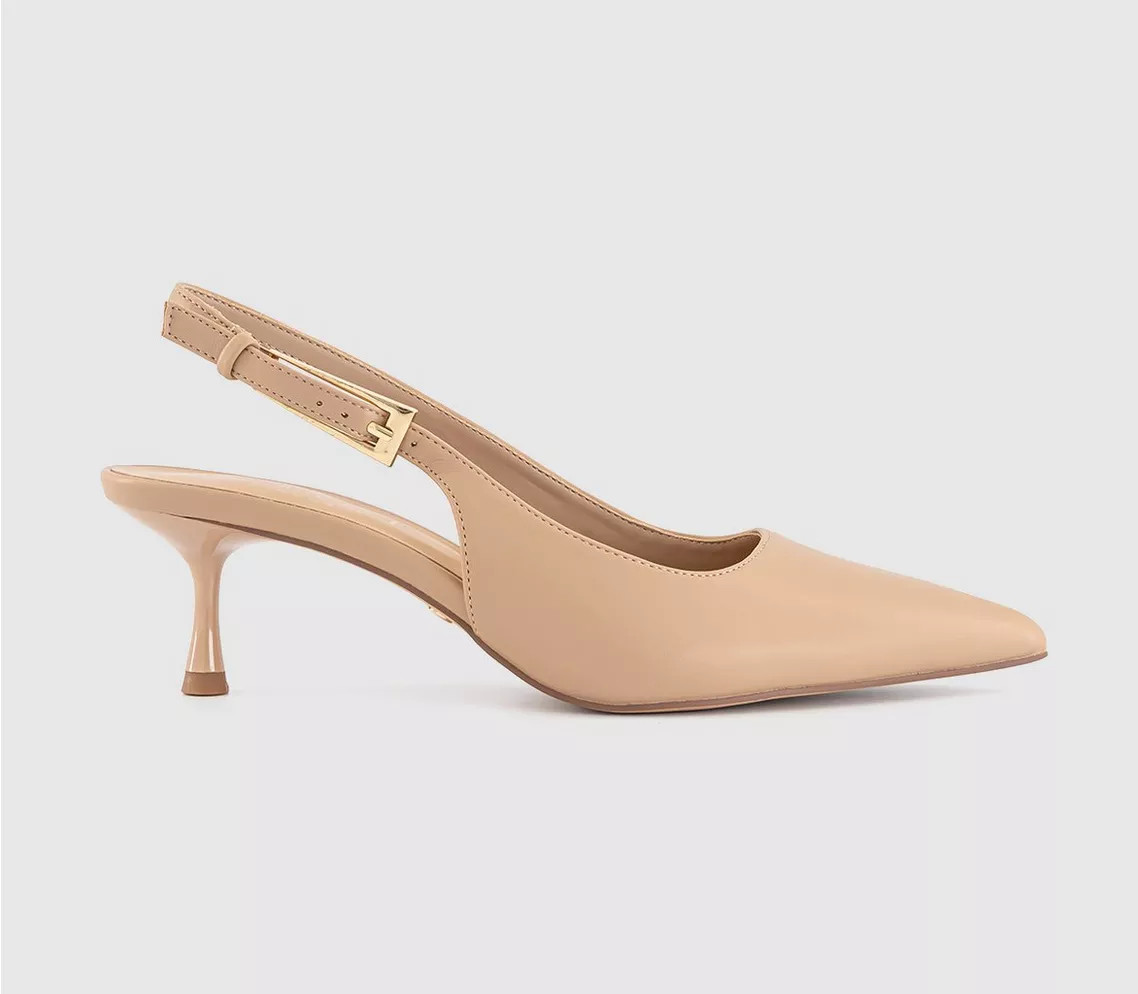 Metro Buckle Detail Slingback Kitten Heel | Office Shoes (UK)