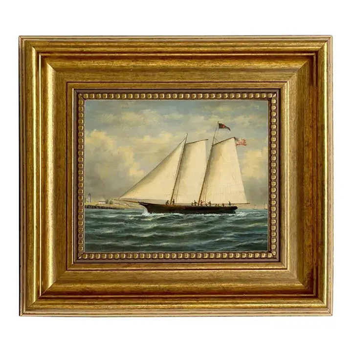 America First Winner America Cup Framed Oil Painting Print on Canvas in Antiqued Gold Frame | Chairish