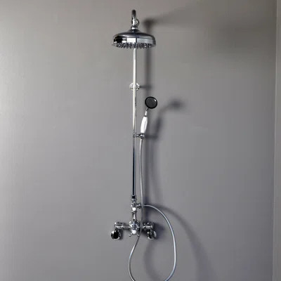 Exposed Thermostatic Shower System Wall Mounted with 1.75GPM Handshower Lever/Cross Handles | Wayfair North America