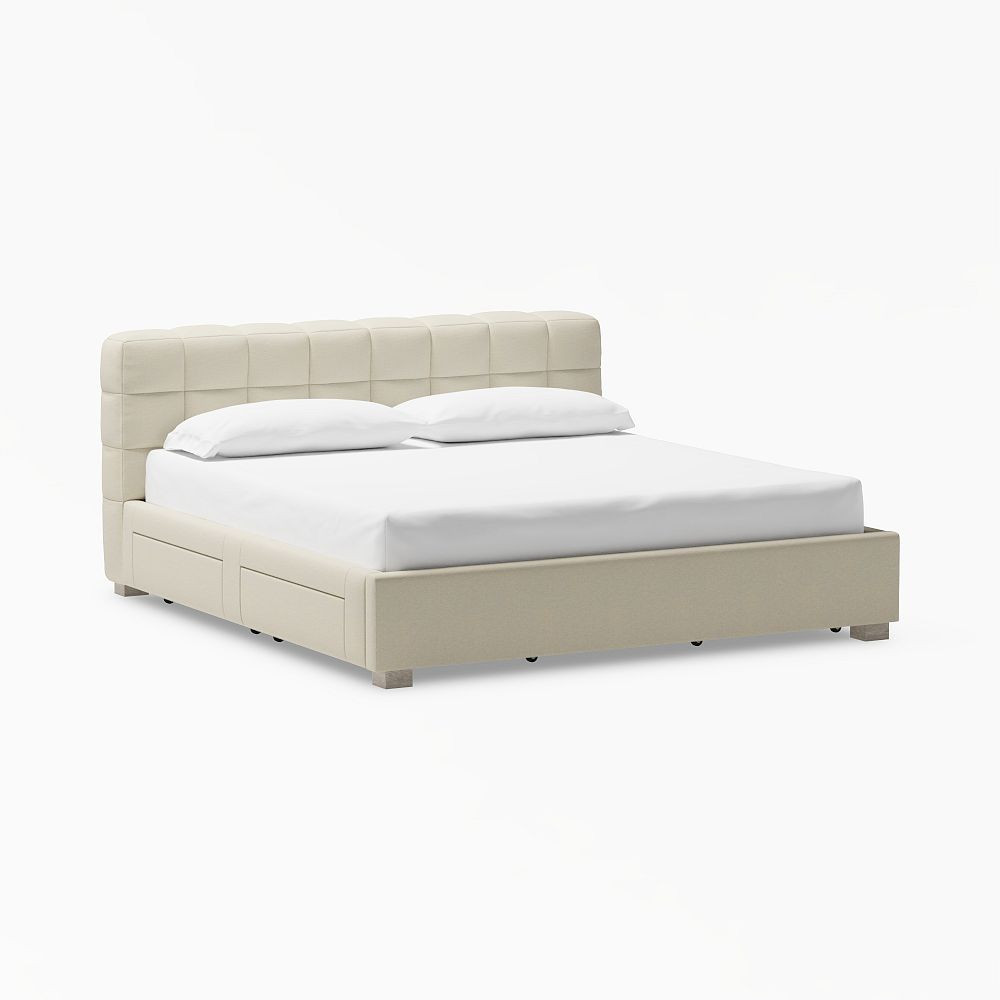 Baldwin Storage Bed, King, Heathered Chenille Pebble | Pottery Barn Teen