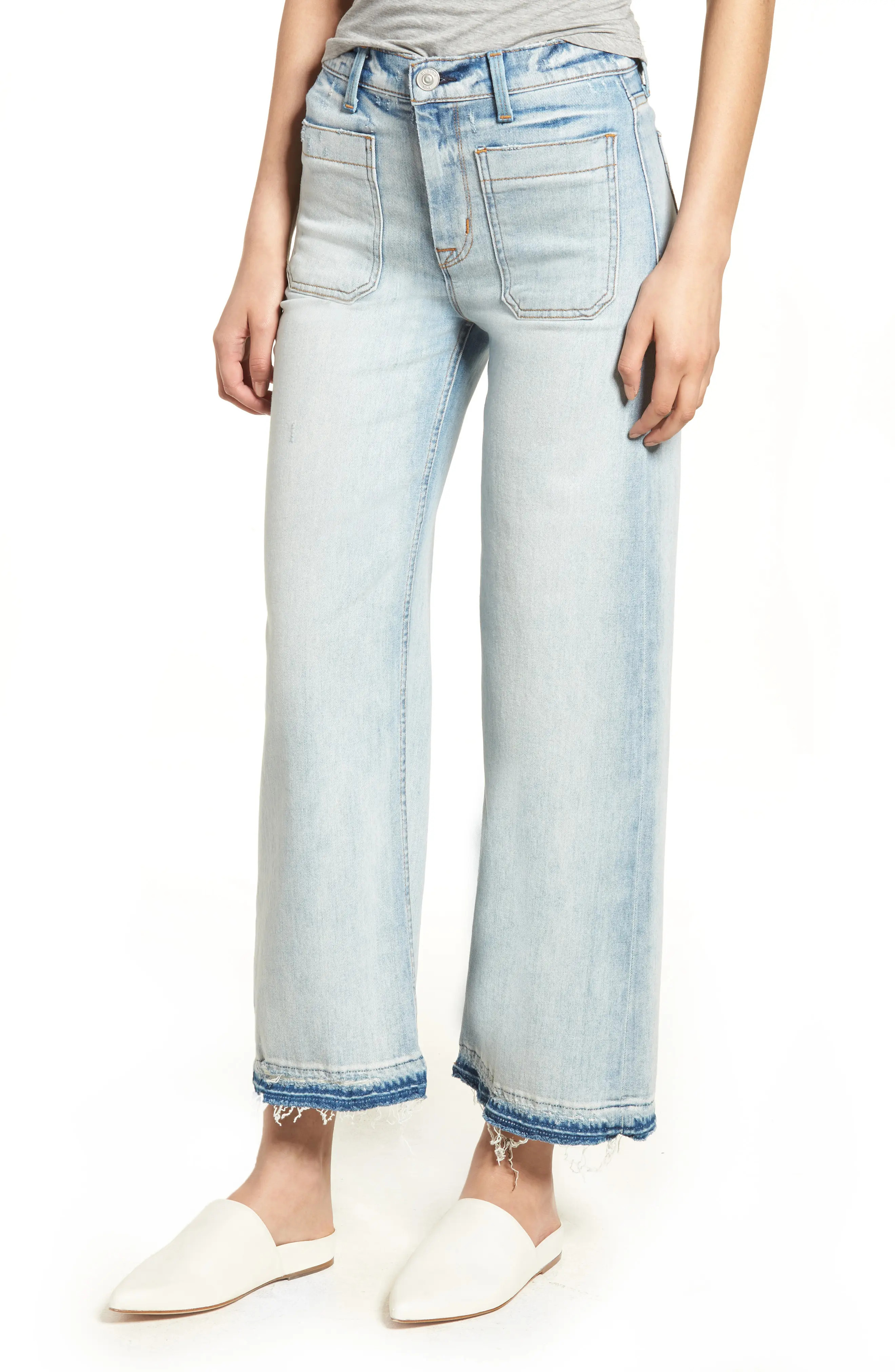 Holly High Waist Released Hem Crop Wide Leg Jeans | Nordstrom