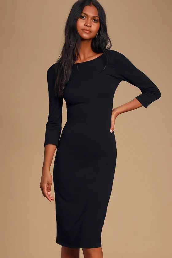 True To You Black Midi Dress | Lulus