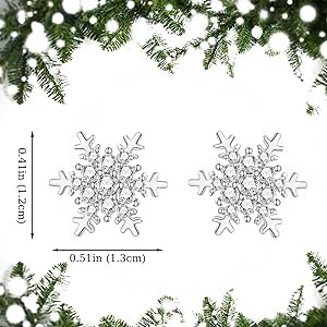 YOQUCOL Snowflake Flower Shaped Stud Earrings for Women Cubic Zirconia Crystal Christmas Pierced ... | Amazon (US)