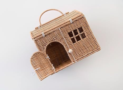 Rattan House Basket for Kids – Woven Doll Carrier & Toy Storage – Multipurpose Dollhouse that... | Amazon (US)
