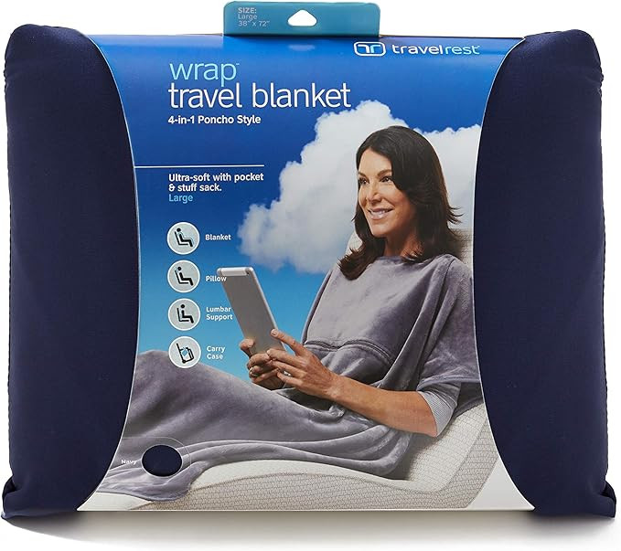 TRAVELREST 4-in-1 Travel Blanket – Wearable Blanket, Pillow & Body Wrap, Lightweight, Compact &... | Amazon (US)