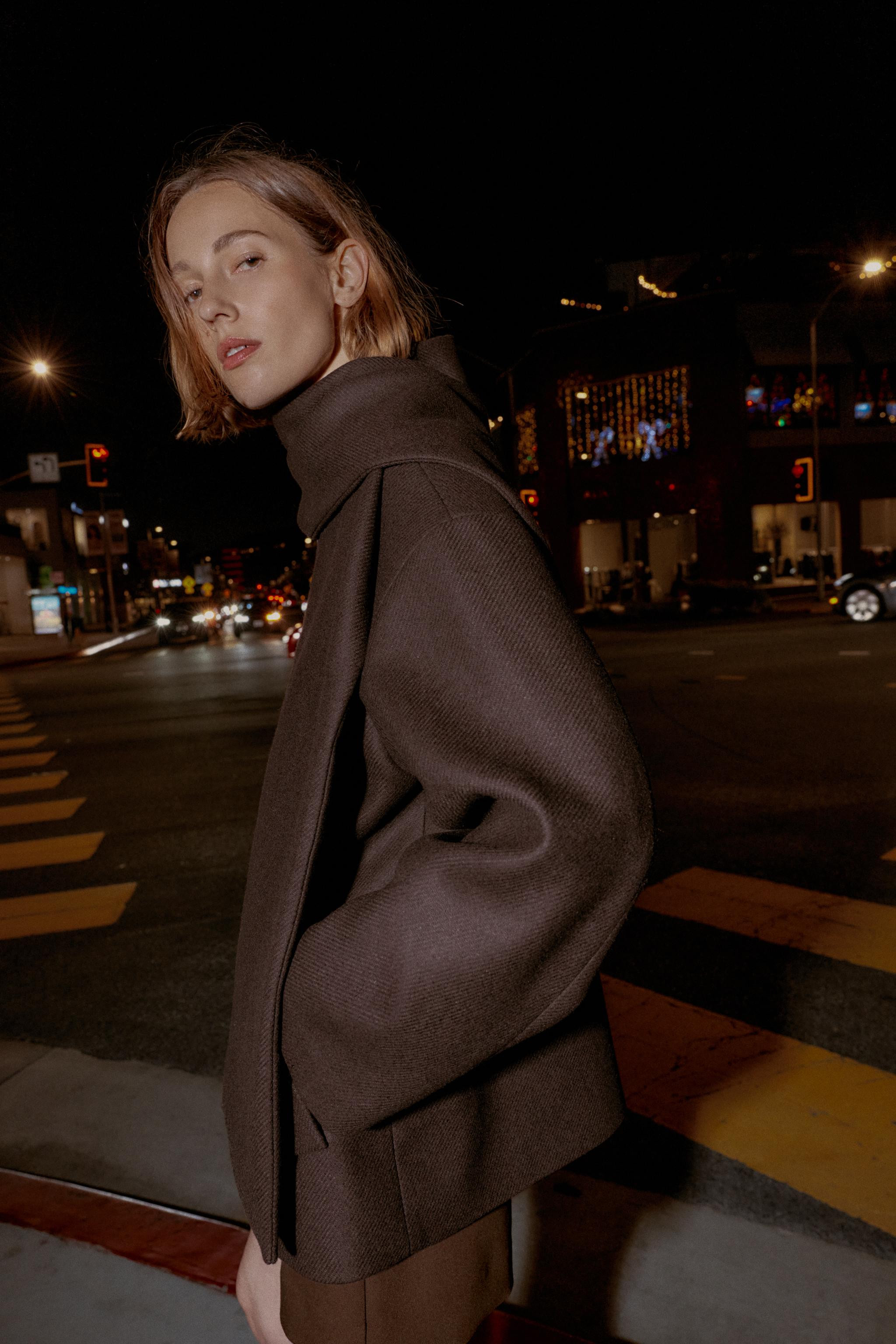 WOOL BLEND SHORT COAT WITH SCARF | Zara US