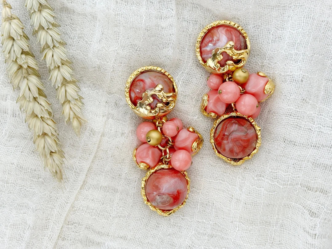 Vintage Earrings, Large Statement Earrings, Runway Statement Couture, Vintage Golden Earrings, Vi... | Etsy (US)