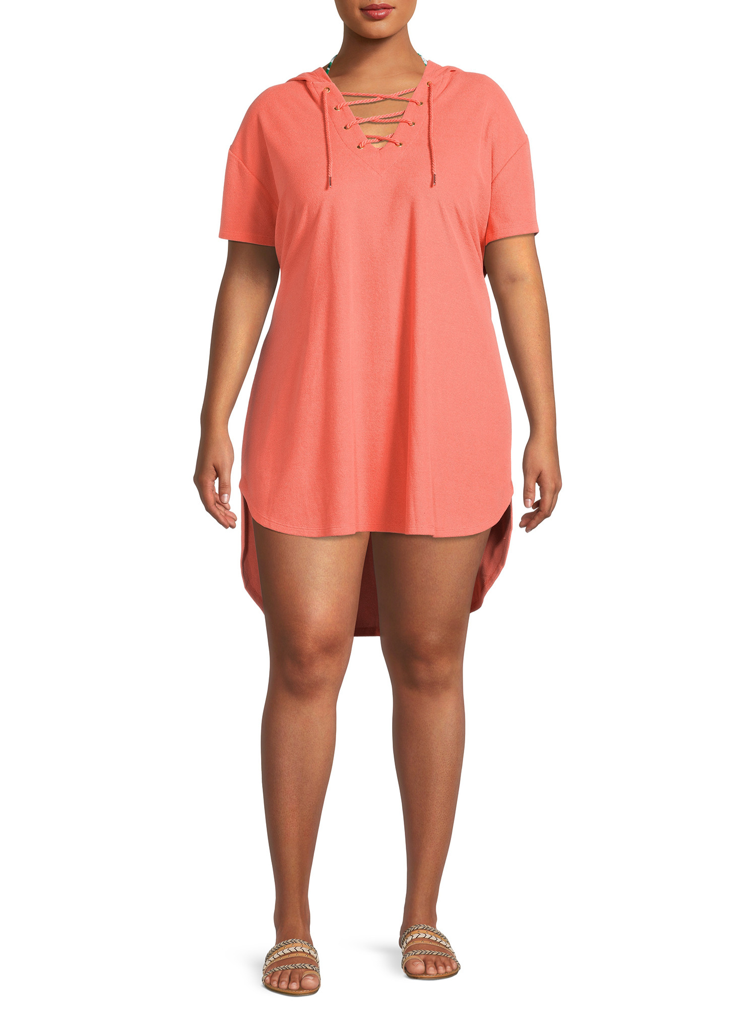 Time and Tru Women's and Women's Plus Hoodie Tunic Cover Up | Walmart (US)