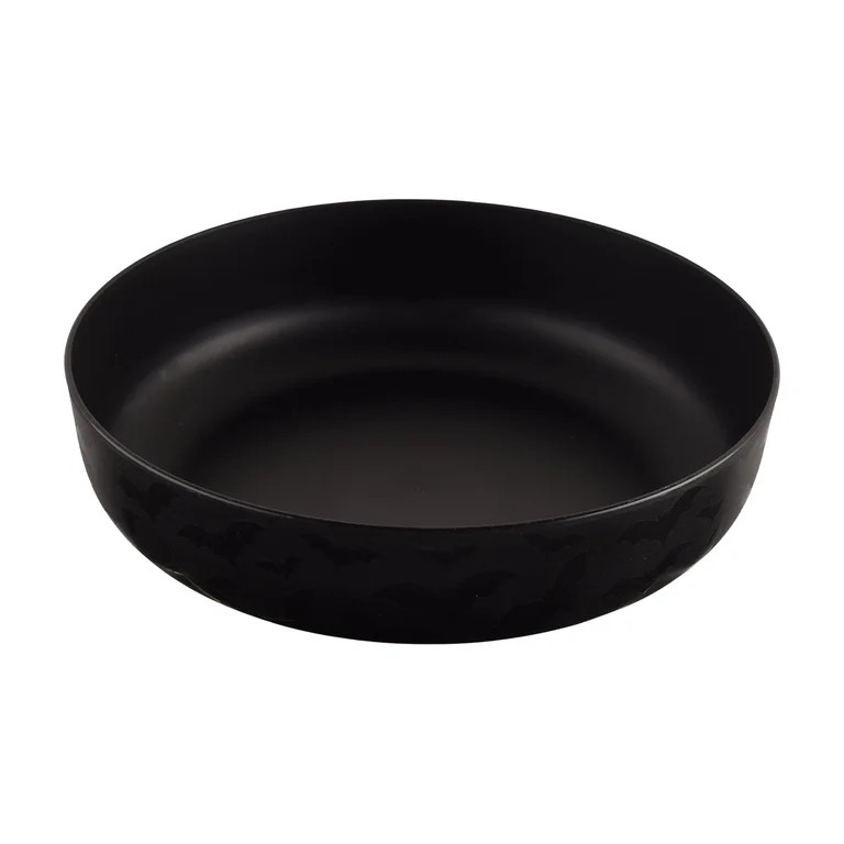 Mainstays 42 oz Round Plastic Dinner Bowl, Etched Bats, Black | Walmart (US)