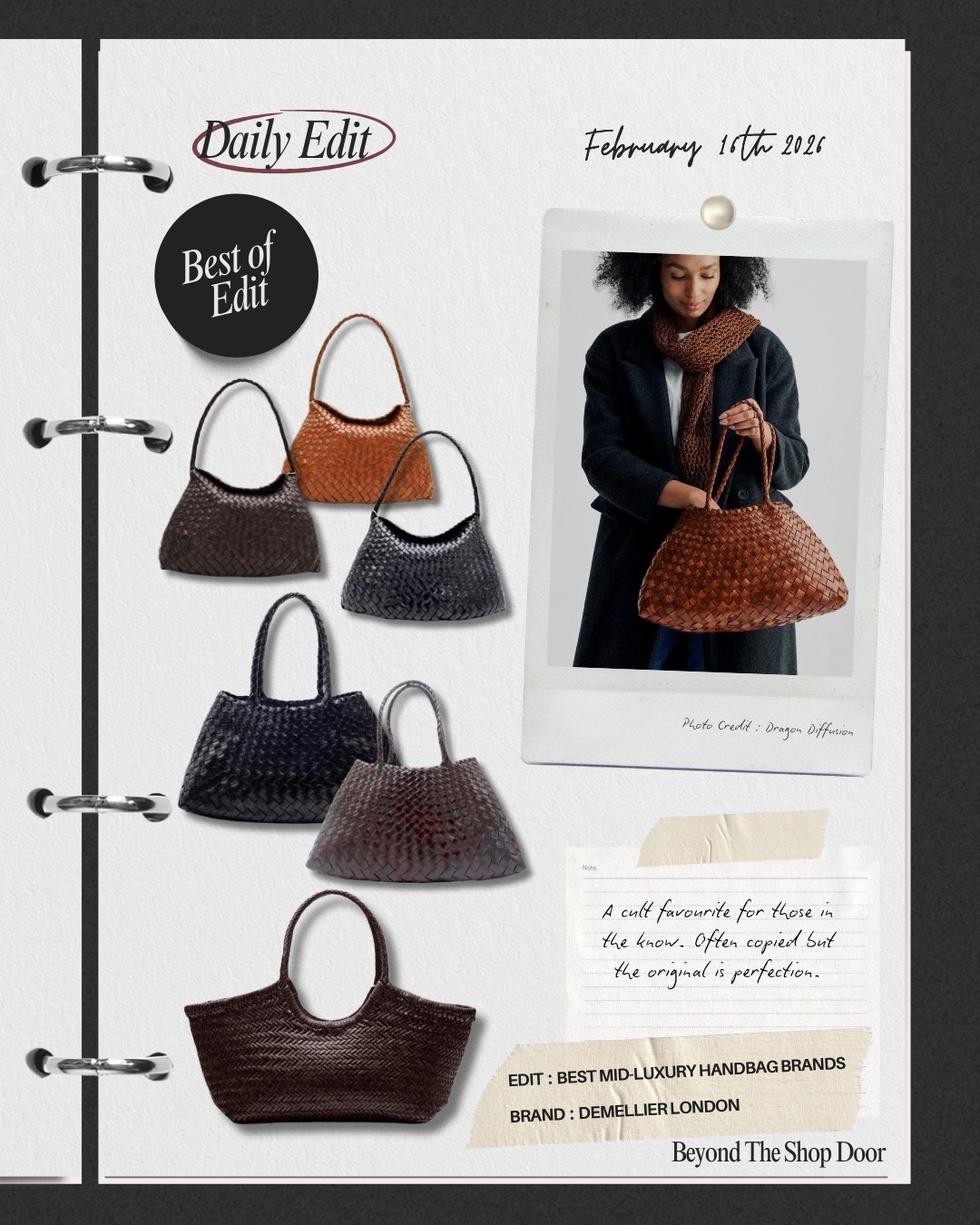 The Best Mid-Range Luxury Handbags Edit - # 3 Dragon Diffusion.

Dragon Diffusion is known for its hand-woven leather bags with a timeless, artisanal feel. Often copied but never matched, the originals are perfection !

They been on my wish list for the longest time.



#LTKOver40