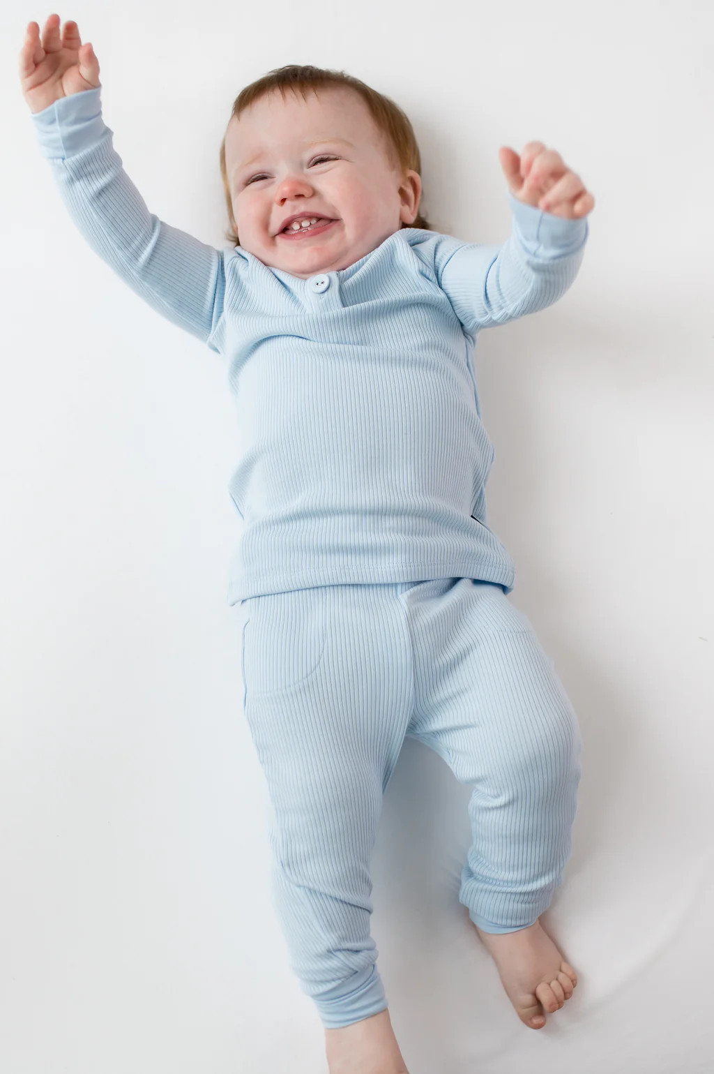 Ribbed Infant Henley Set in Breeze | Kyte Baby