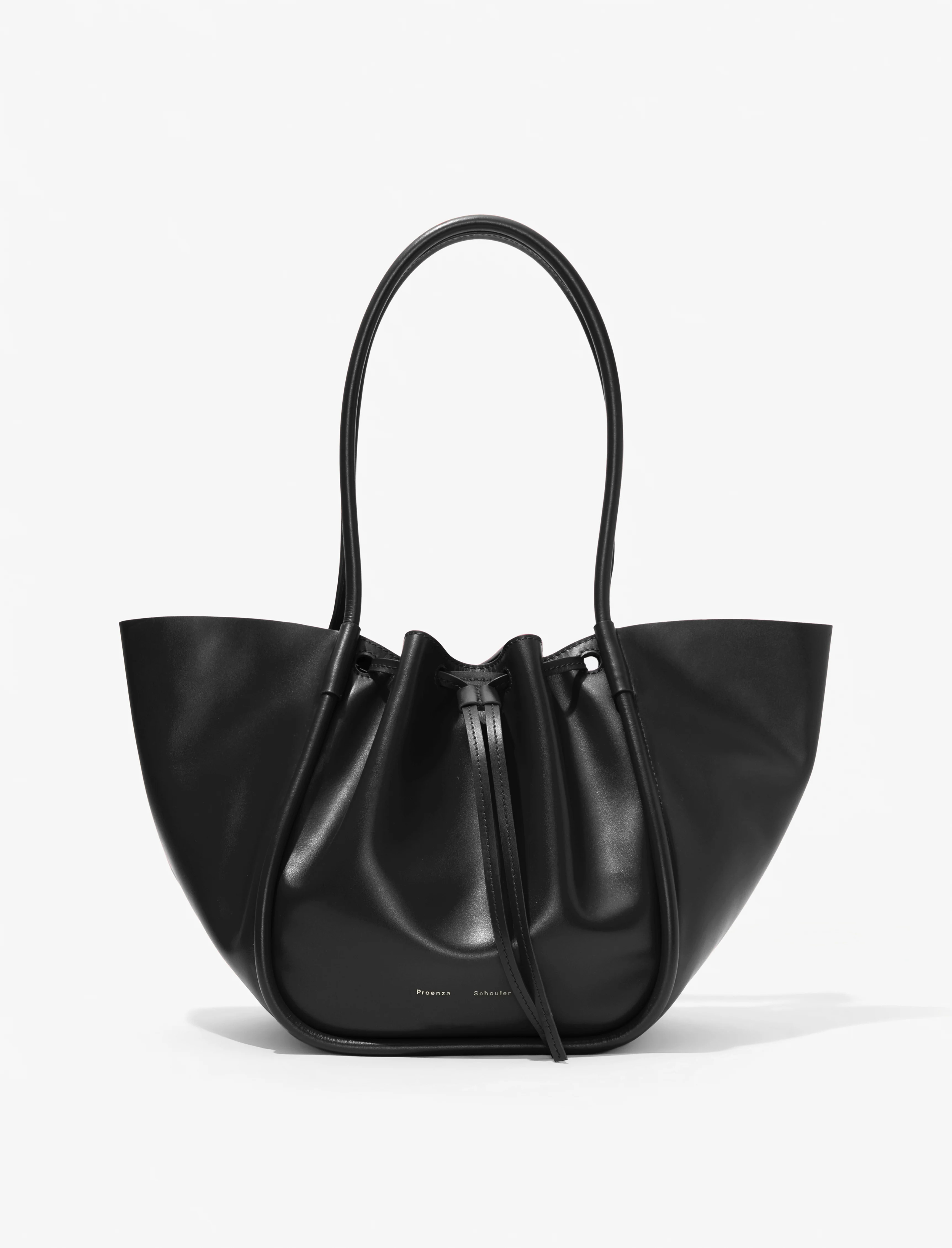 Proenza Schouler Large Ruched Tote in Soft Shiny Calf- Black | Proenza Schouler LLC