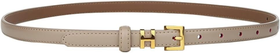 Women Skinny Leather Jeans Pants Belt, H Gold Buckle Pin Design Womens Belts for Dress | Amazon (US)