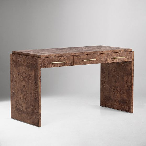 Finlo Burled 3-Drawer Desk, Dark Burl, 54 | West Elm (US)