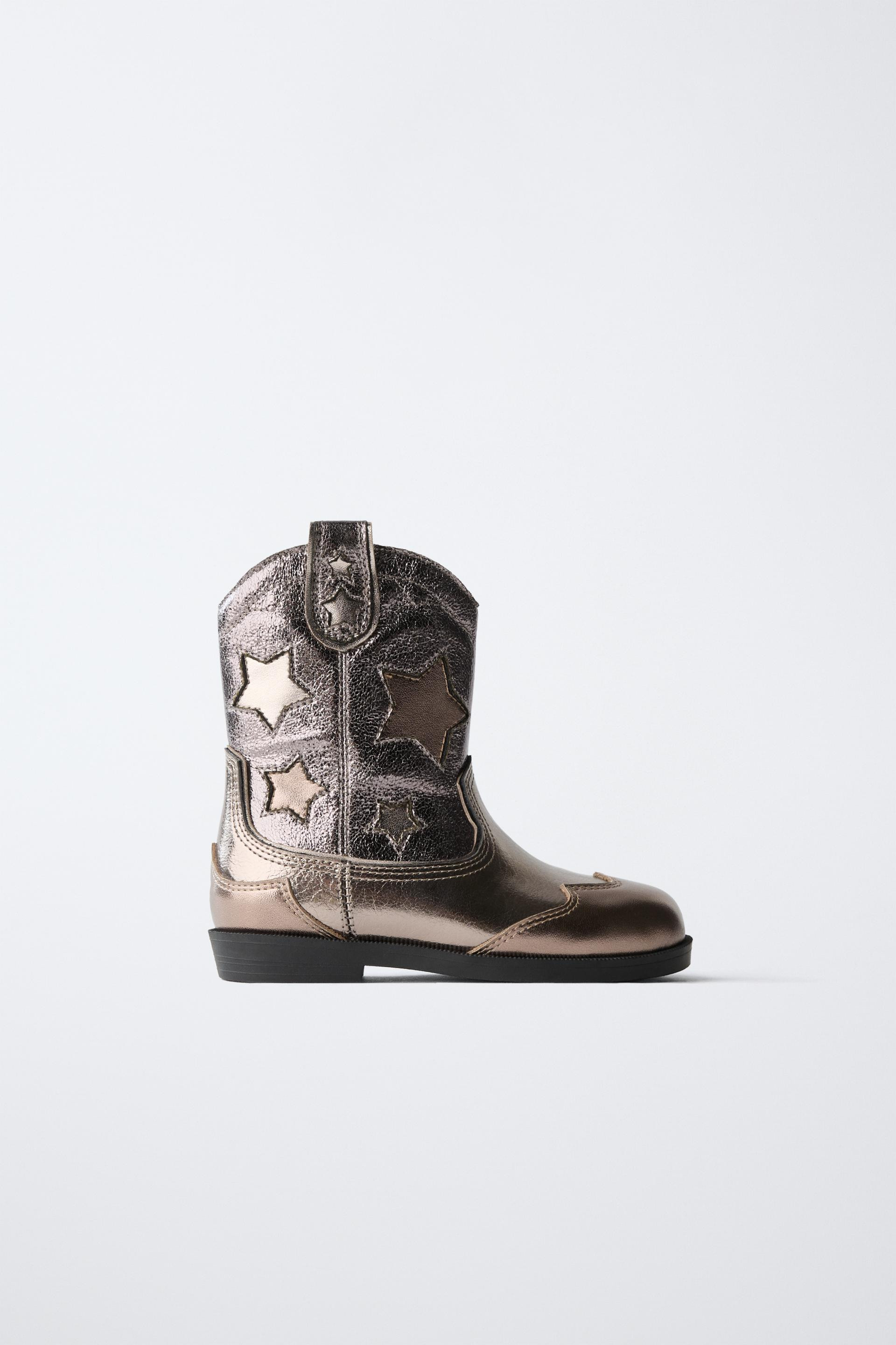 Zara - Metallic Star Cowboy Boots - Silver - 11 (7.0 Inches) - Kids | Zara US