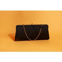 50S Black Night Chain Bow Purse Vintage Gold Handle Snap Closure Clutch Bag | Etsy (US)