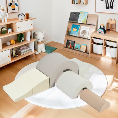 5-Piece Kids Climbing Set for Toddlers, Soft Indoor Play Structures for Babies with Crawling Blocks & Climber, Gray - ModernLuxe | Target