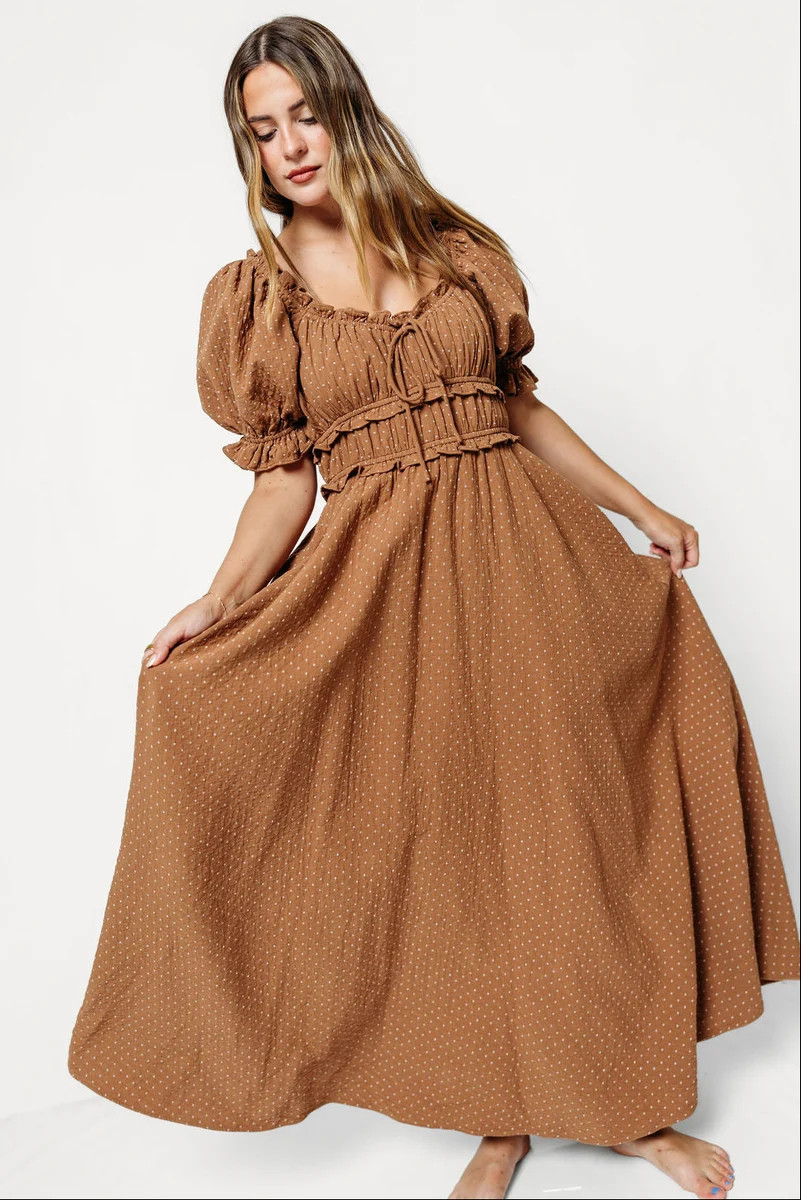 Sydnee 100% Cotton Maxi Dress in Camel - Bump Friendly & Inclusive Siz | Worth Collective