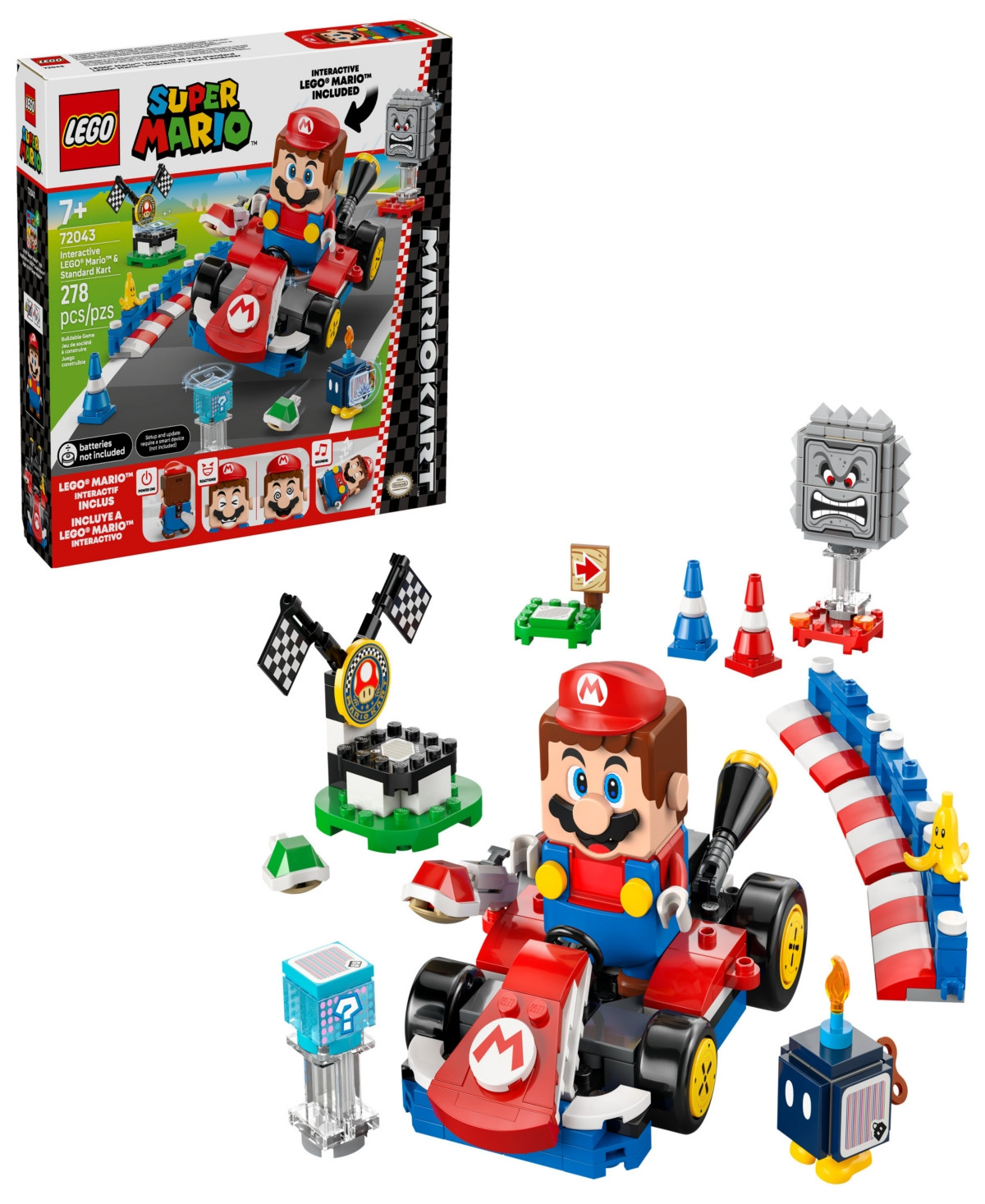 Lego Super Mario Mario Kart Interactive Lego Mario Standard Kart 72043 Toy Building Set, 278 Pieces - Multicolor | Macy's