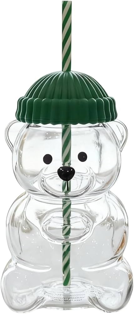 2025 Bear Straw Cup - Cute Bear Glass Cup with Straw 20oz, Cute Mugs, 1pc Large | Amazon (US)