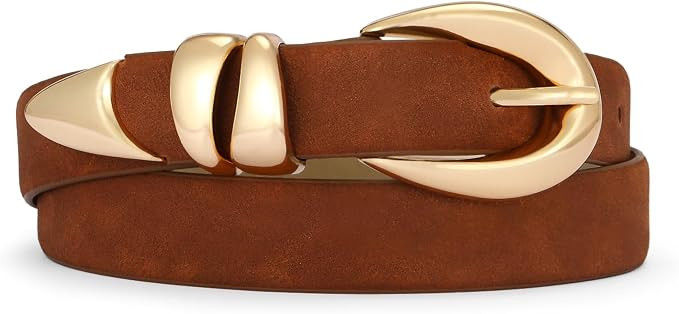 Leather Belt for Women Stylish Design with Gold Buckle Ladies Black Belt Perfect for Jeans Dresse... | Amazon (US)