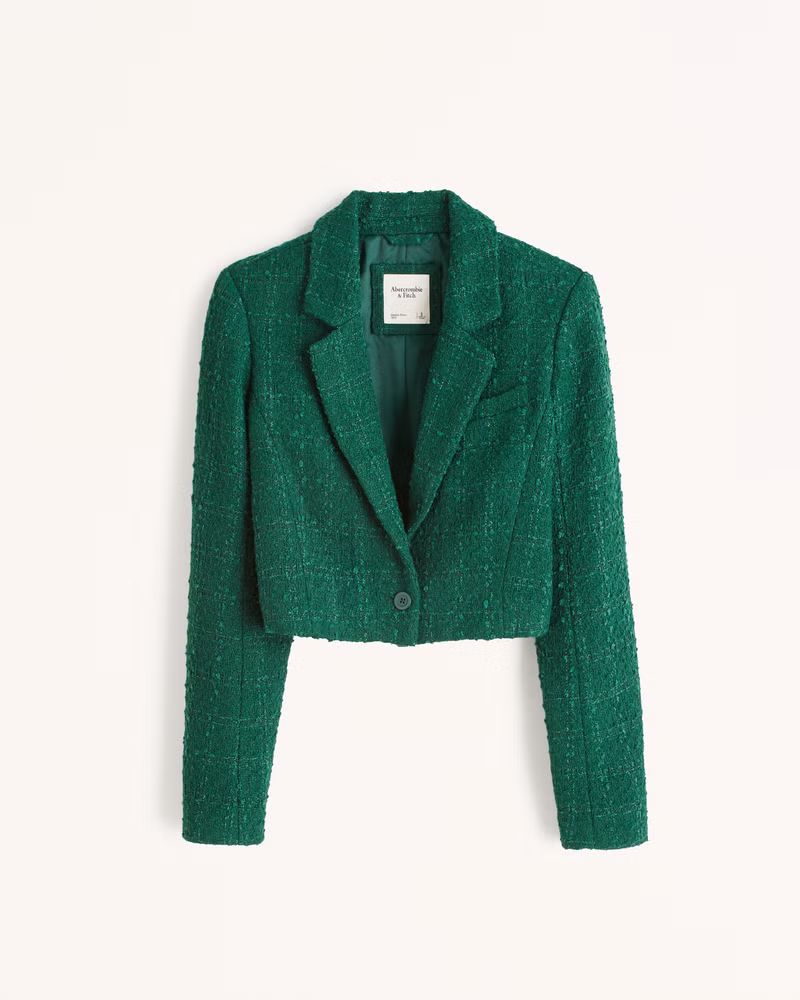 Women's Cropped Tweed Blazer | Women's Clearance | Abercrombie.com | Abercrombie & Fitch (US)