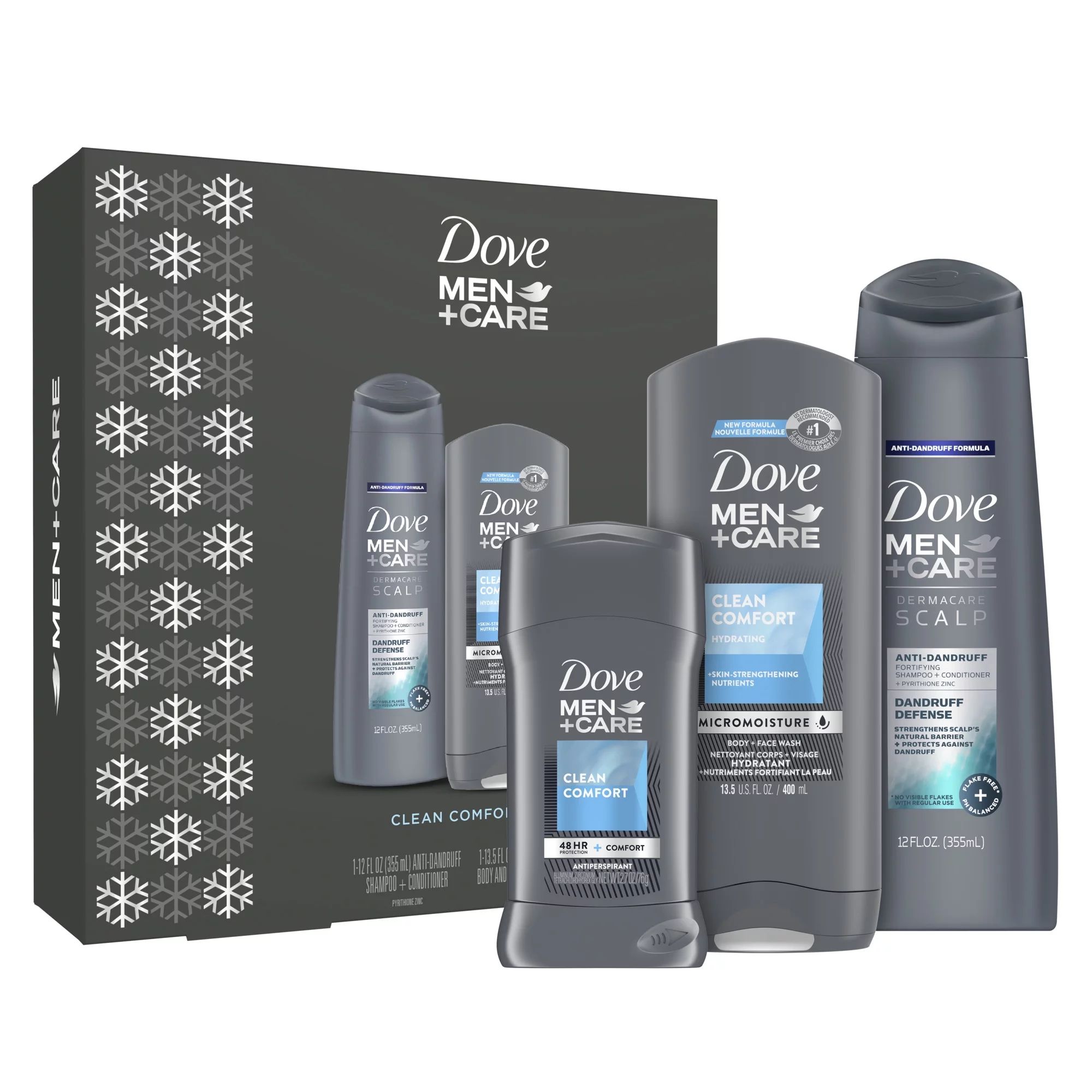 ($16 Value) Dove Men+Care Clean Comfort Holiday Gift Set (Shampoo+Conditioner, Body+Face Wash, An... | Walmart (US)