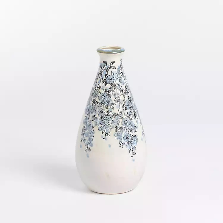 Blue Floral Ceramic Vase, 9.85 in. | Kirklands