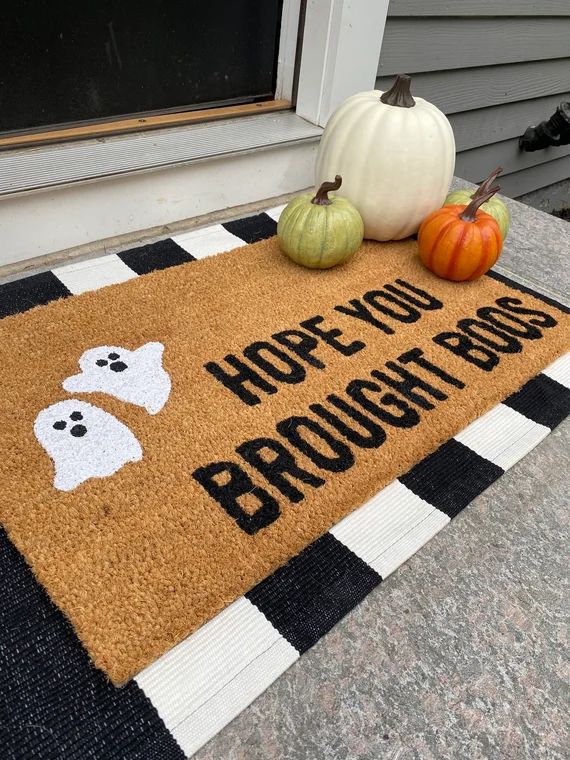 Hope you brought boos doormat, Halloween doormat, fall doormat, pumpkin doormat, boo, autumn door... | Etsy (US)