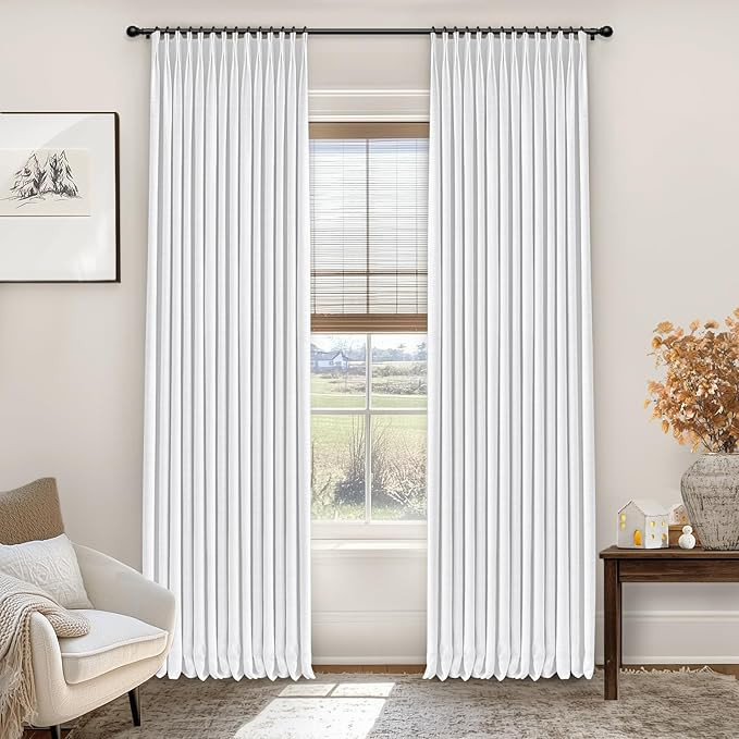 INOVADAY Pinch Pleated Curtains, 100% Light Blocking Linen Pinch Pleat Blackout Curtains for Bedr... | Amazon (US)
