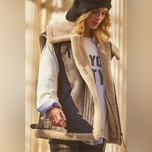 NWT Free People Bad Habits Cozy Vest Faux Leather Sherpa | Poshmark