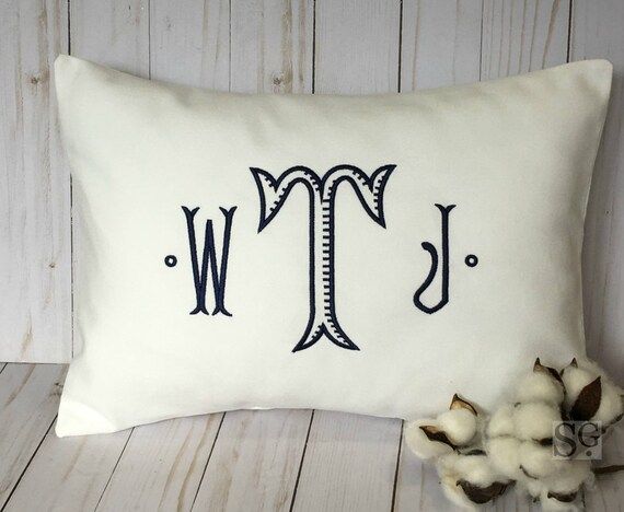 Chinoiserie Monogram Pillow Cover. Baroque font. 12x16 Decorative Throw Pillow. Wedding Gift. Baby G | Etsy (US)