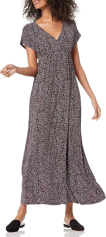 Amazon Essentials Women's V Neck Short Sleeve Waisted Maxi Dress (Available in Plus Size) | Amazon (US)