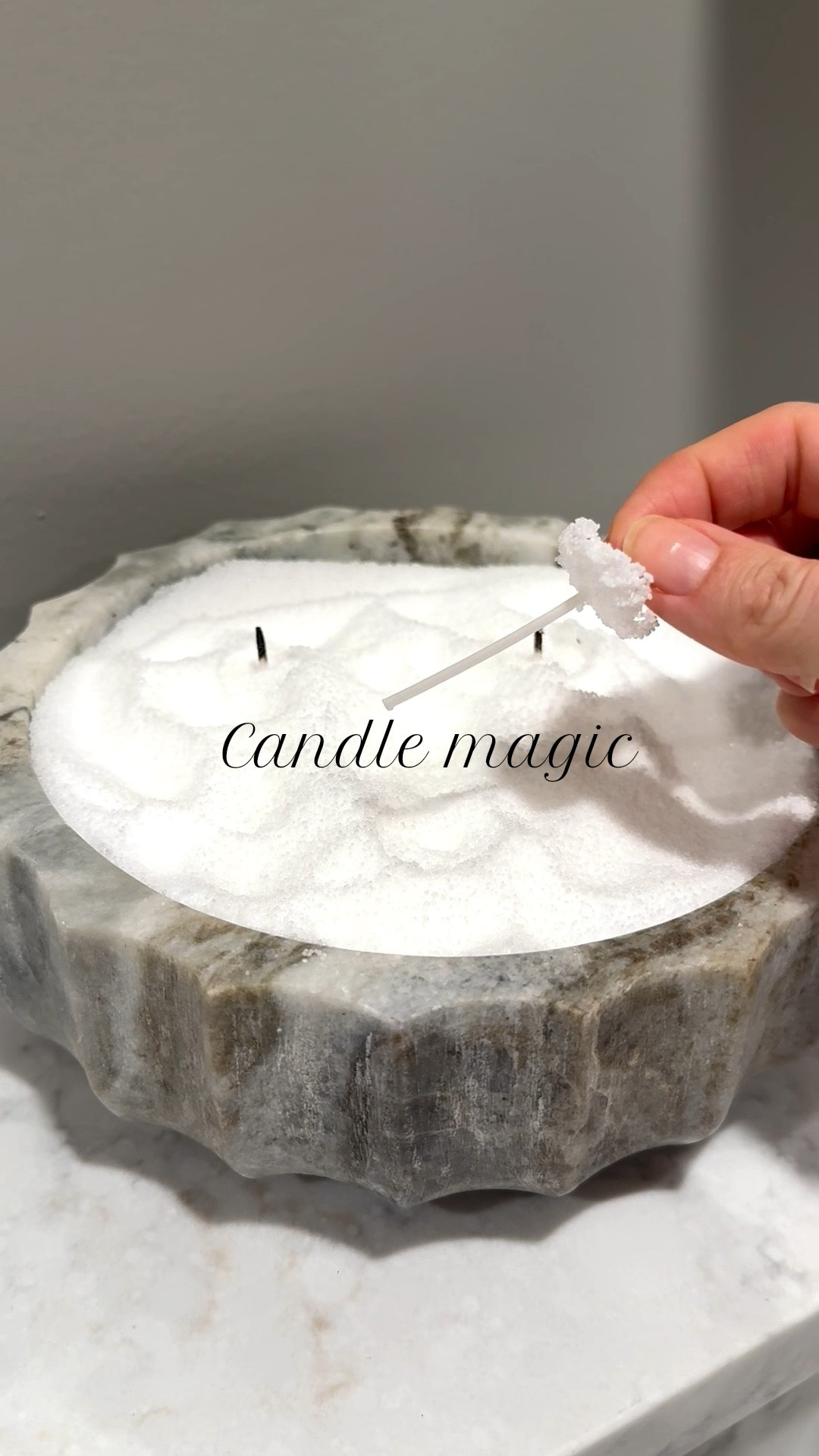My husband bought me this pearled candle that you can add to any container (I got a marble decorative bowl for mine) and the sandy pearls come in tons of colors. It is such an interesting concept! You can switch out the bowl, refill old candle vessels with the pearls, it looks like sand, and you can use the wick for 12 hours before replacing it. 
The scents are strong enough that you smell them but according to the packaging, they’re free from chemicals I typically try to avoid. 

#LTKHome #LTKFindsUnder100 #LTKOver40