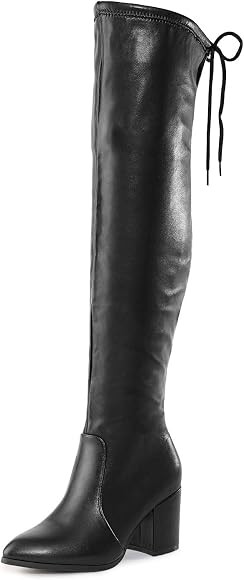 DREAM PAIRS Women’s Thigh High Boots Over the knee Stretch Block Heel Fashion Long Boots | Amazon (US)