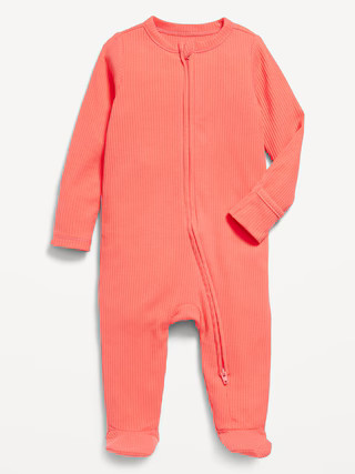 Unisex Sleep & Play Rib-Knit Footed One-Piece for Baby | Old Navy (US)