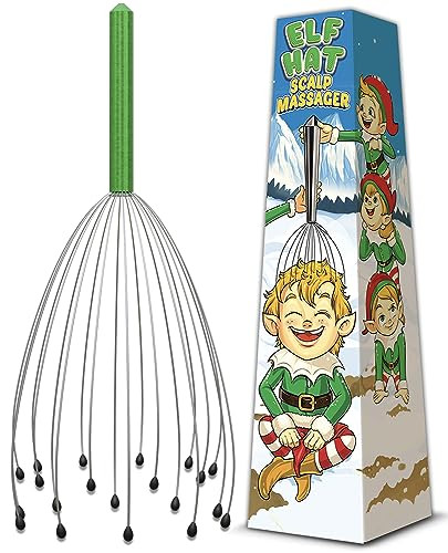 Scalp Massager in Christmas Gift Box - Mens Stocking Stuffers for Adults 2024. Secret Santa White Elephant Gift Ideas. Elf Hat Theme 20 Prong Head Scratcher Women Teens Him Her Girls Boy | Amazon (US)
