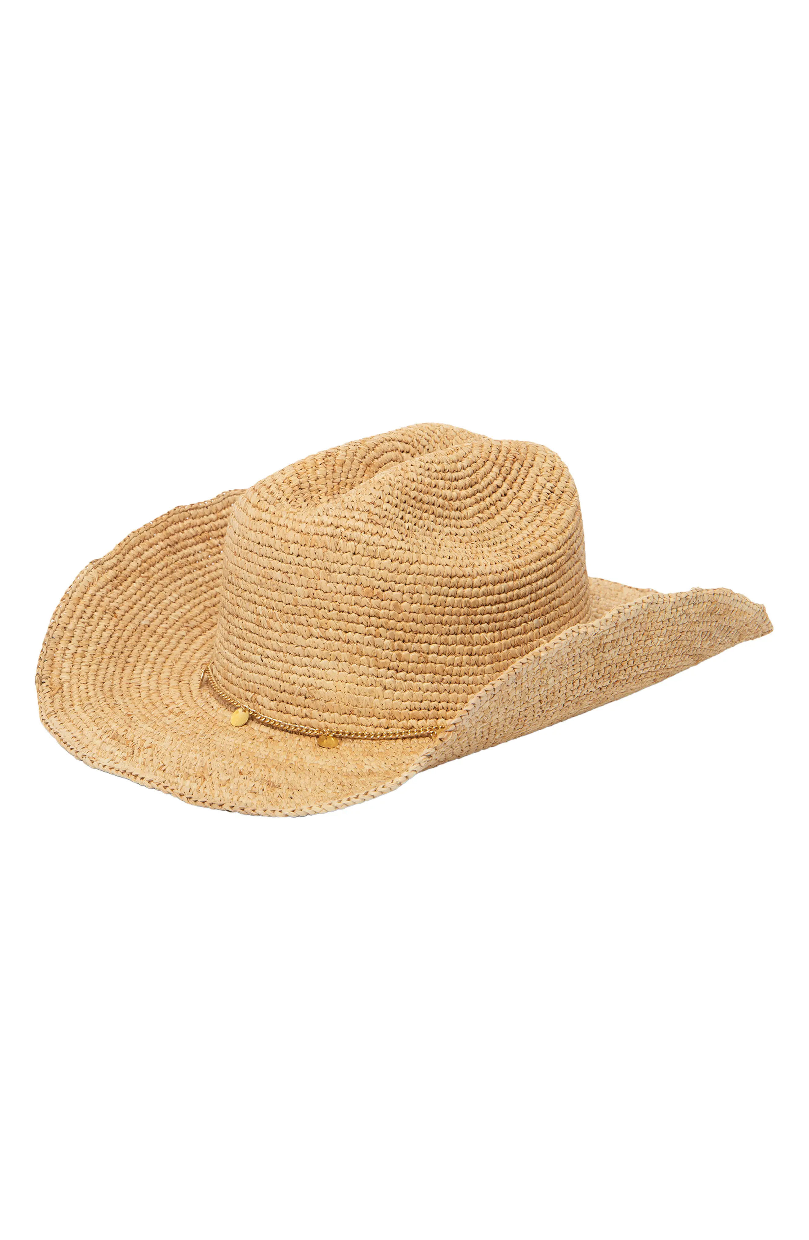 Chain Detail Raffia Cowboy Hat (Women) | Nordstrom | Nordstrom